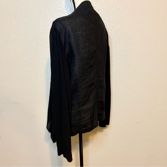 Pure DKNY Open Waterfall Front Drapey Linen Jacket Black Size Medium - Picture 8 of 16